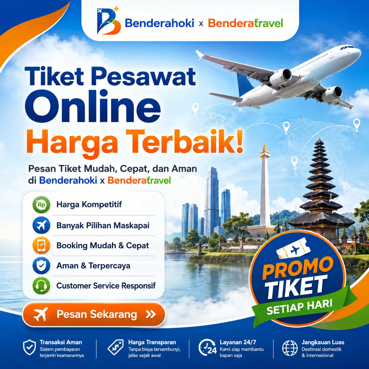 Tiket pesawat online Benderahoki di Benderatravel